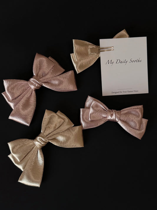 Elegant Satin Bow Hair Clip Size-L