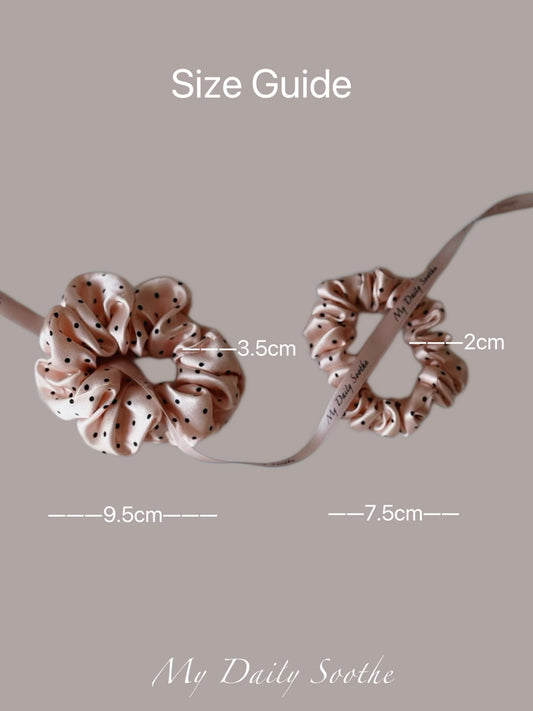 Pink Polka Dot Silk Scrunchies
