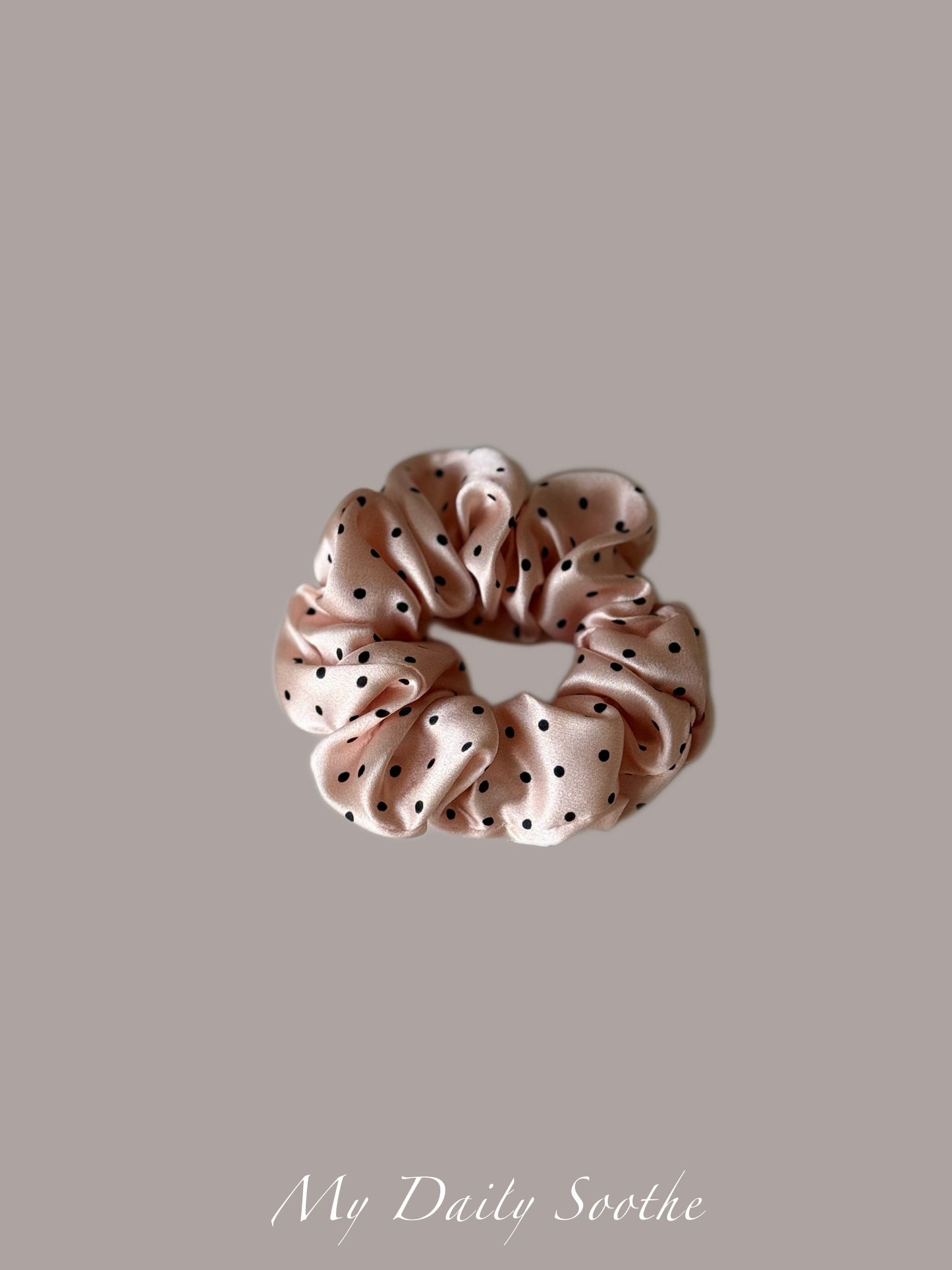 Pink Polka Dot Silk Scrunchies