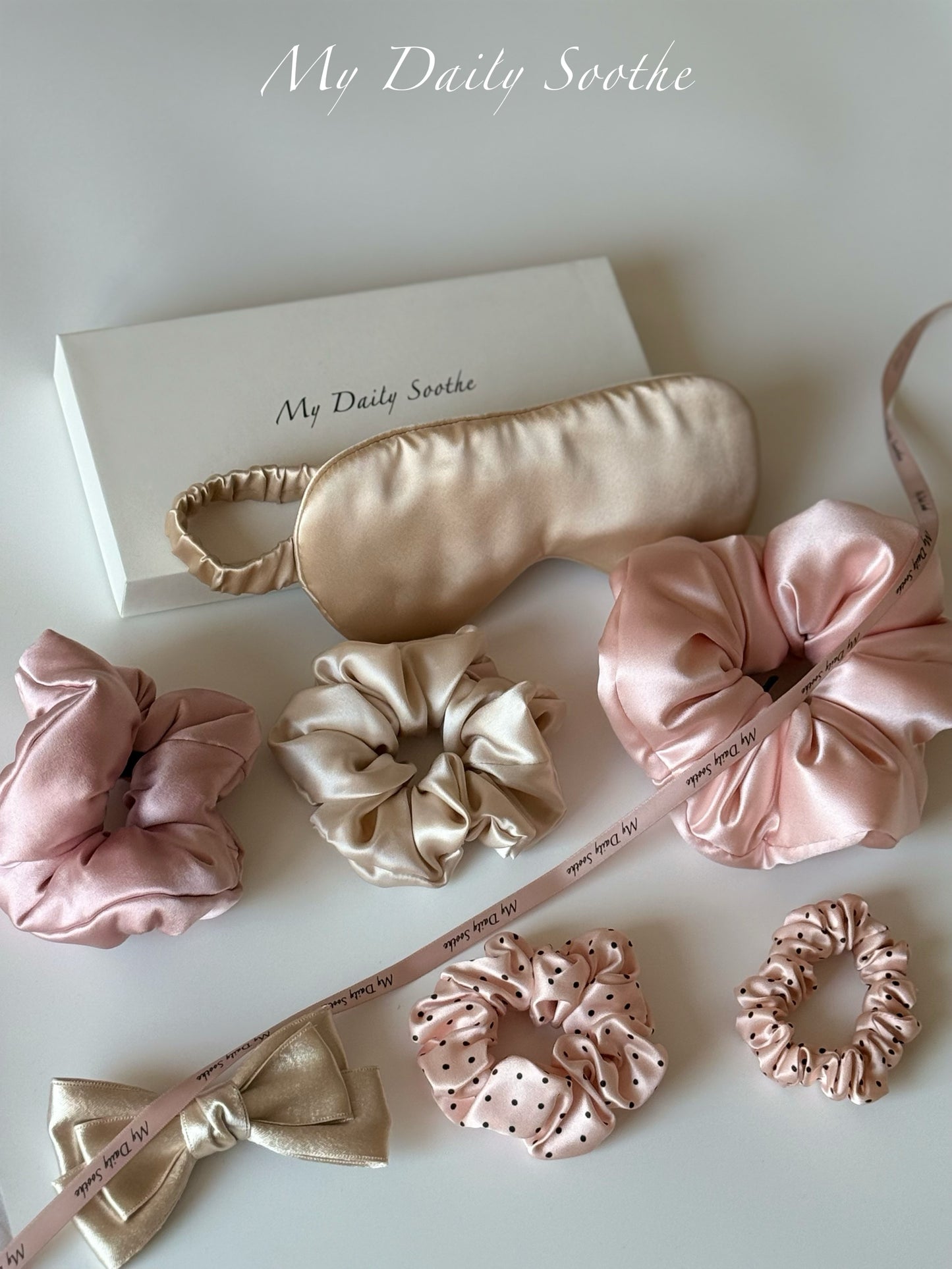 Pink Polka Dot Silk Scrunchies