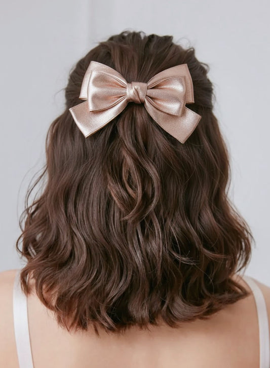 Elegant Satin Bow Hair Clip Size-L